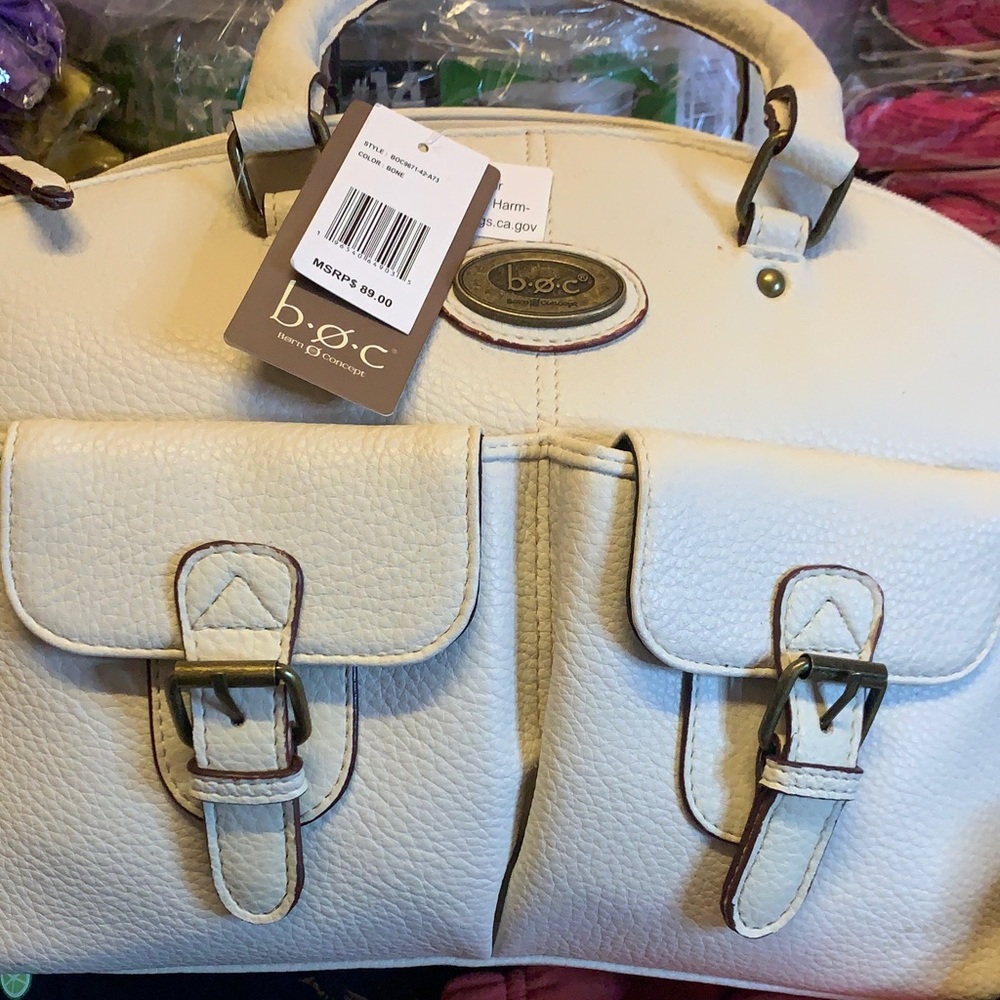 b.o.c. Cream Satchel with Dual Buckle Pockets